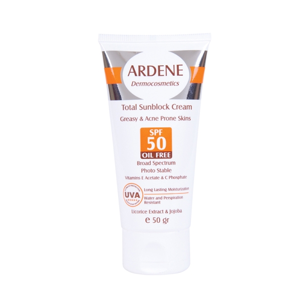 کرم ضد آفتاب مخصوص پوست چرب و جوش دار spf50 بی رنگ آردن